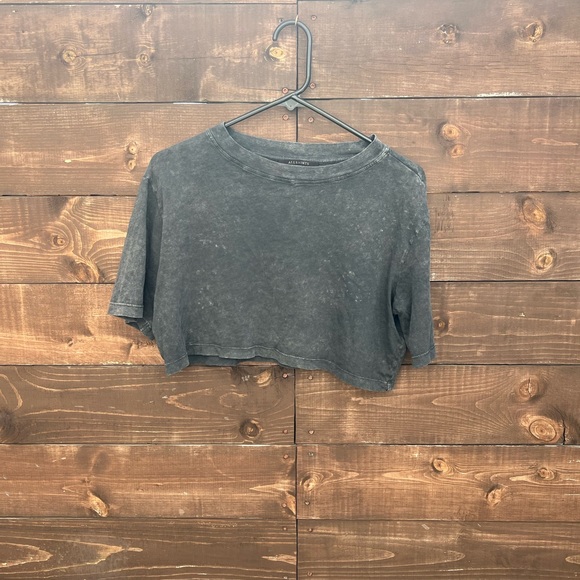 All Saints Tops - All Saints Cropped Acid Wash Tee